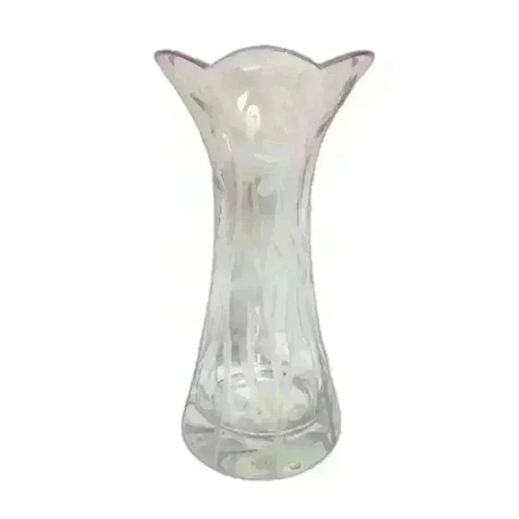 Lenox "Floral Spirit" Crystal Etched Glass Vase 8.75" - Picture 1 of 8